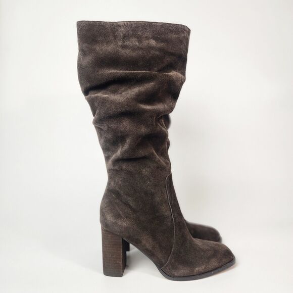 Boho Suede Boots 6.5 Cottagecore Southwestern Quite Luxury Feminine Square Toe - Picture 2 of 8